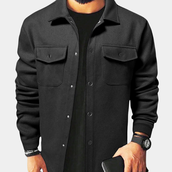 Mens Overshirt Snap Button Relaxed Fit - BritishMode
