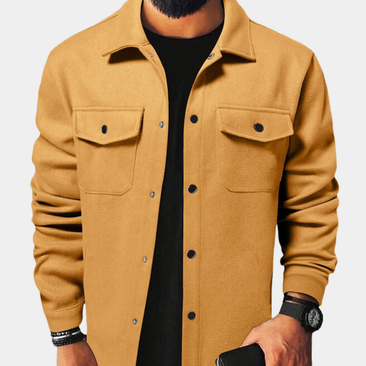 Mens Overshirt Snap Button Relaxed Fit
