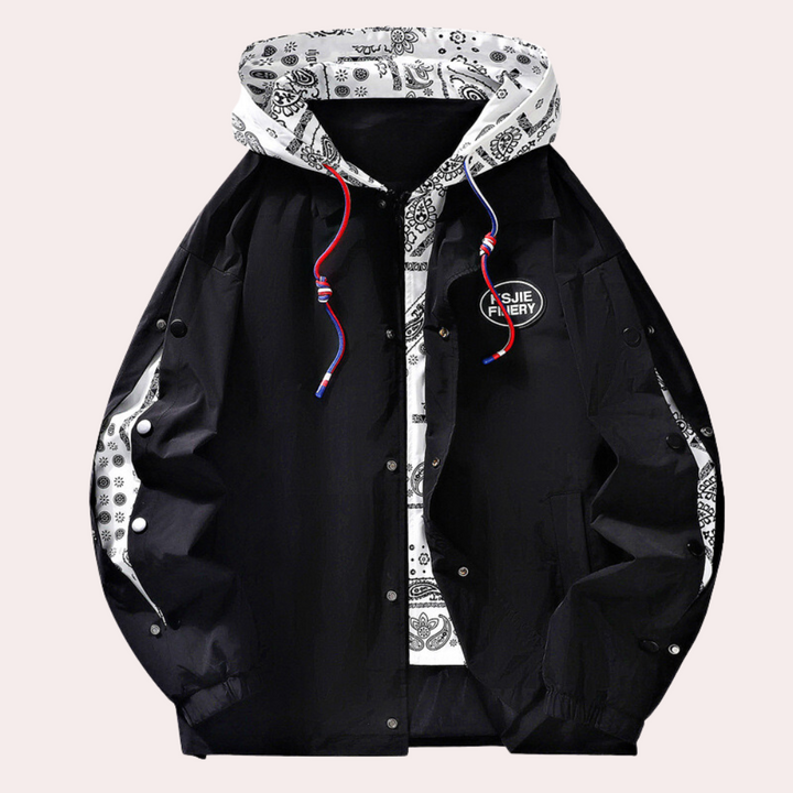 Mens Hooded Jacket with Printed Lining - BritishMode