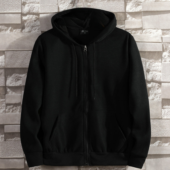 Mens Zip-Up Hoodie Cotton Relaxed Fit - BritishMode