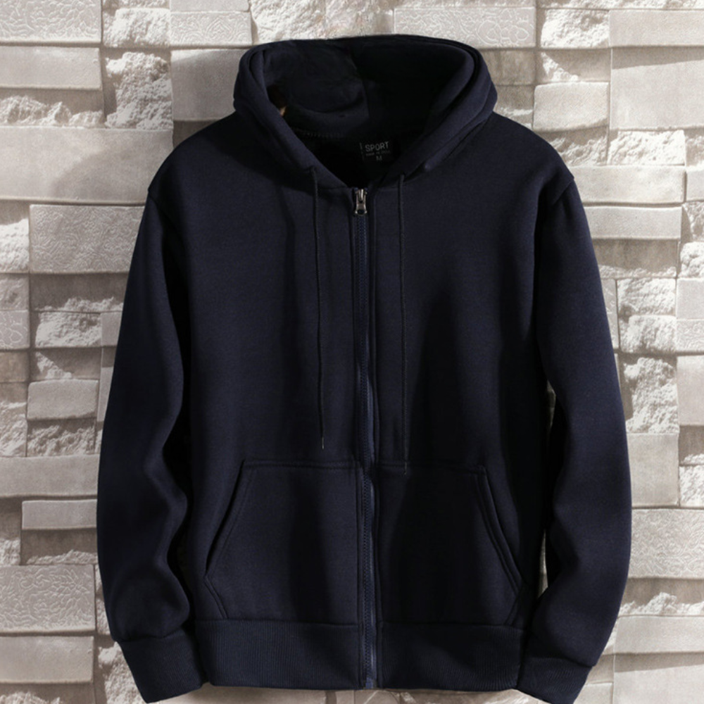 Mens Zip-Up Hoodie Cotton Relaxed Fit