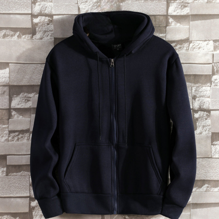 Mens Zip-Up Hoodie Cotton Relaxed Fit