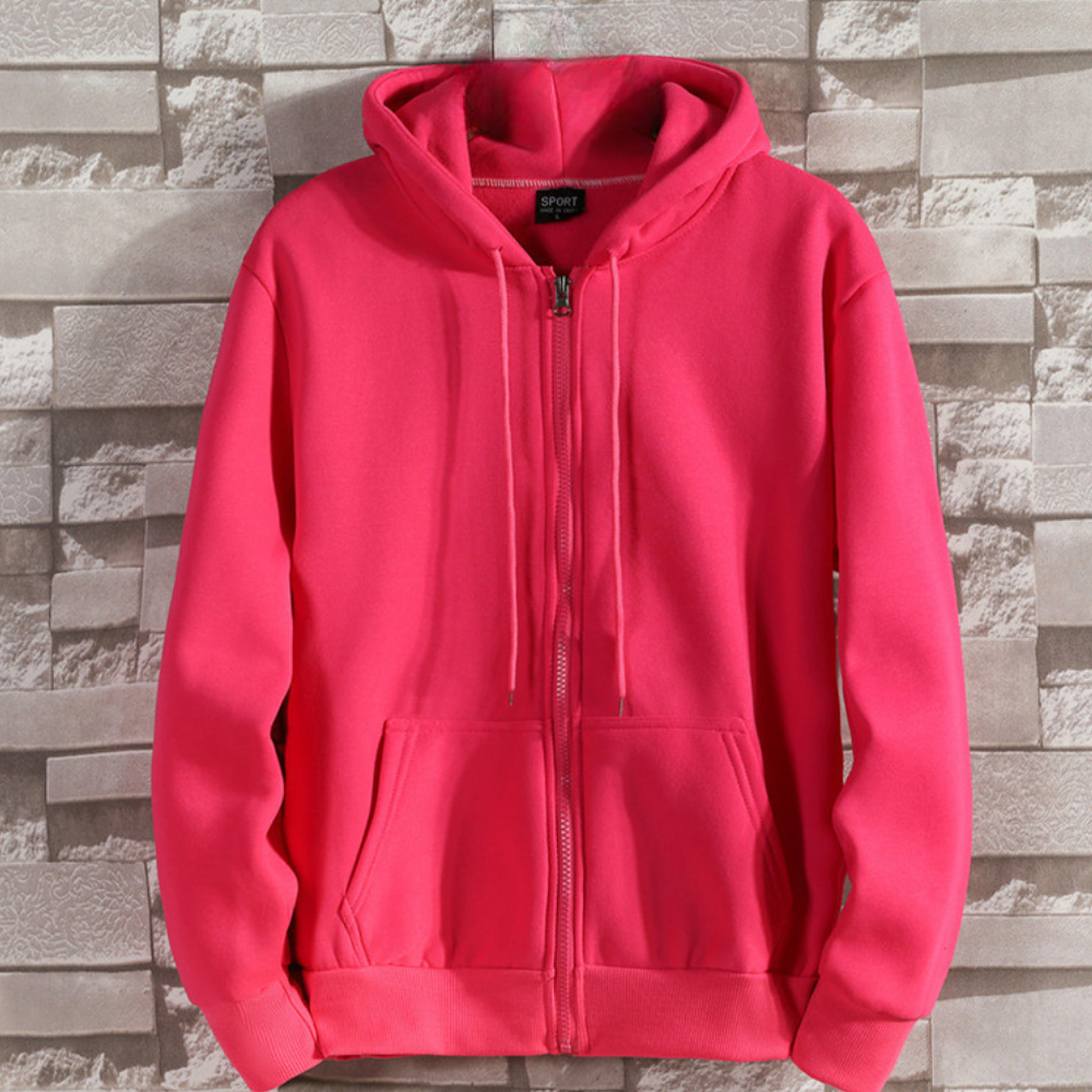Mens Zip-Up Hoodie Cotton Relaxed Fit