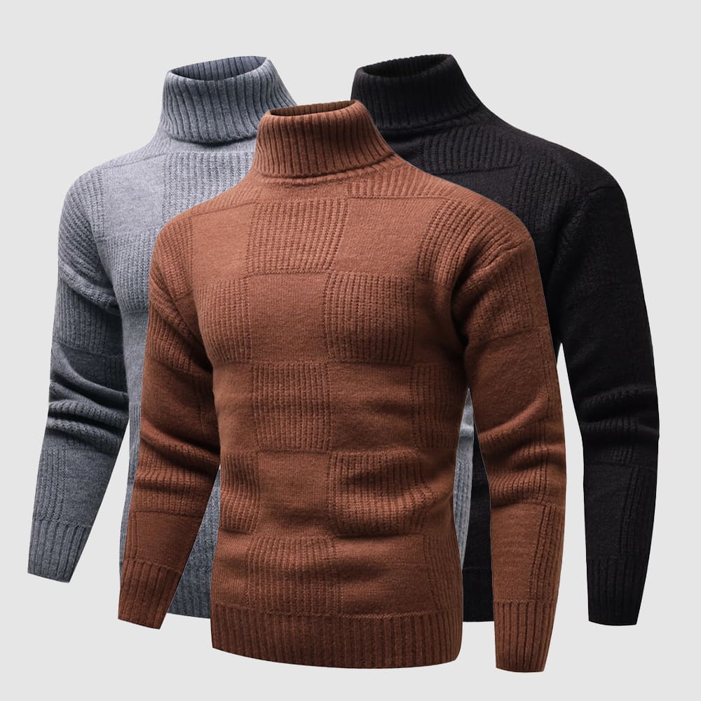 Mens Turtleneck Sweater Slim Fit Knit - BritishMode