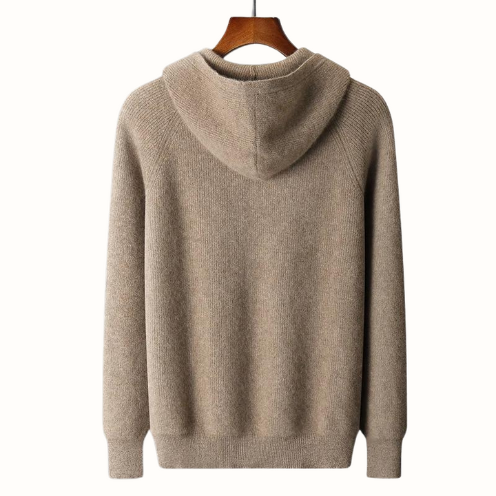 Mens Cashmere Knit Vest with Zipper and Hood