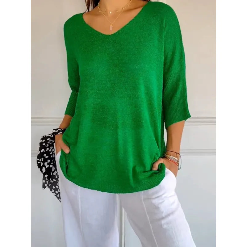 Womens V-Neck Sweater Relaxed Fit