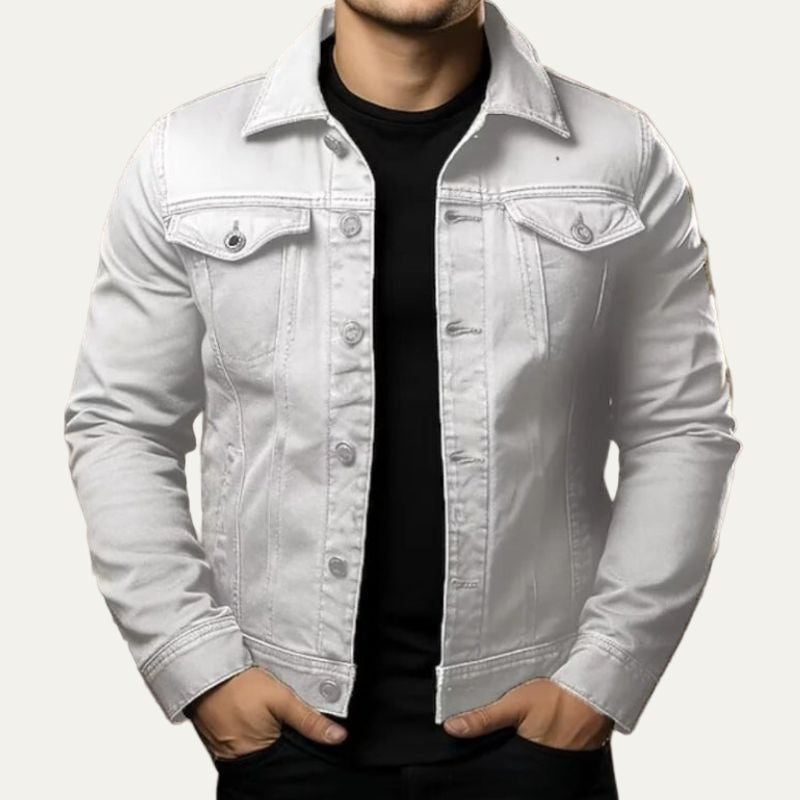 Mens Denim Jacket Button Front Classic Fit