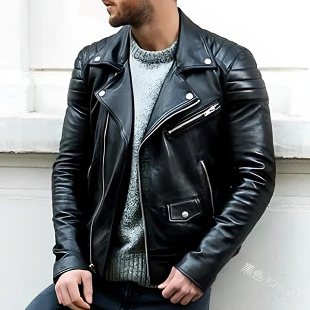 Mens Biker Jacket Genuine Leather Slim Fit - BritishMode