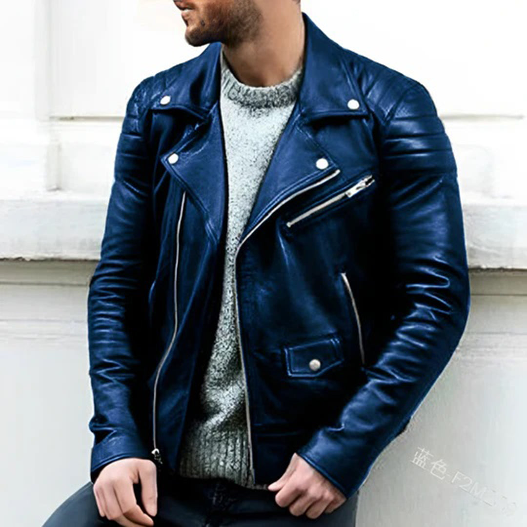 Mens Biker Jacket Genuine Leather Slim Fit