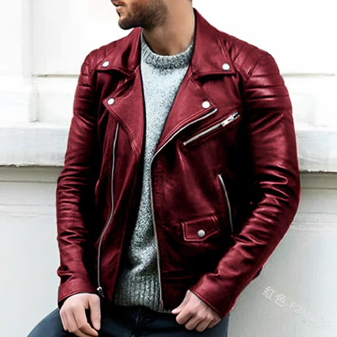 Mens Biker Jacket Genuine Leather Slim Fit
