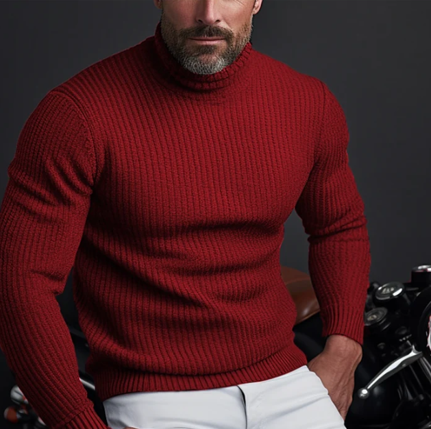 Mens Turtleneck Sweater Knit Designer Fit - BritishMode