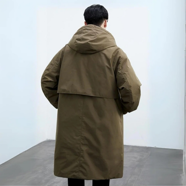 Mens Long Hooded Winter Coat Insulated Warm
