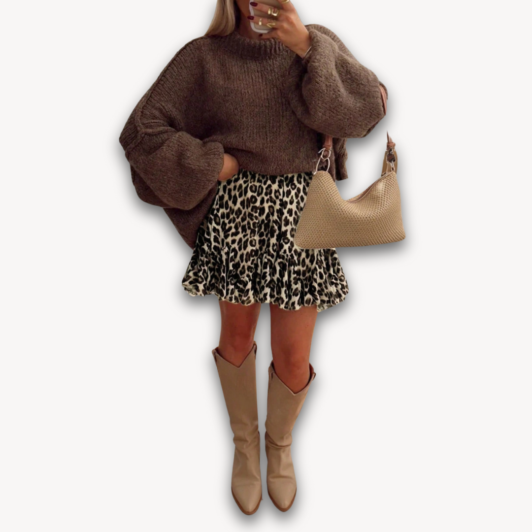 Womens Mini Skirt Polyester Ruffle Hem Relaxed Fit