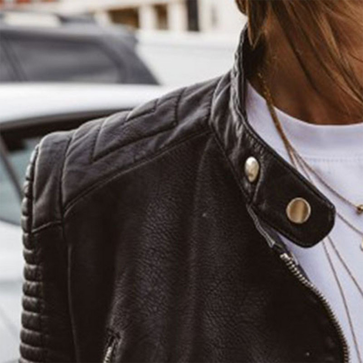 Womens PU Leather Jacket Classic Design