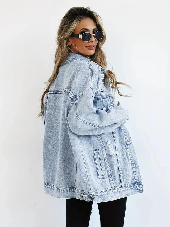 Womens Oversized Denim Jacket with Warm Lining