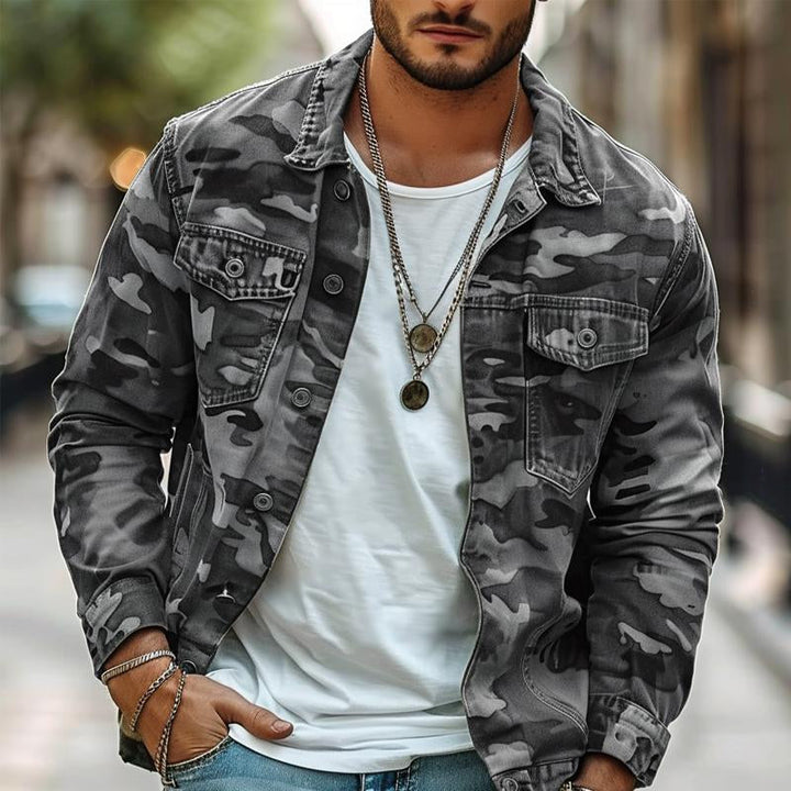 Mens Canvas Jacket Retro Lapel Casual Fit