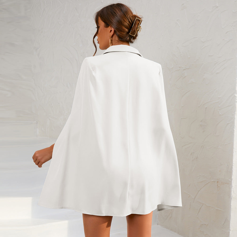 Womens Mini Dress with Belt and Button Detail Cape Blazer Style
