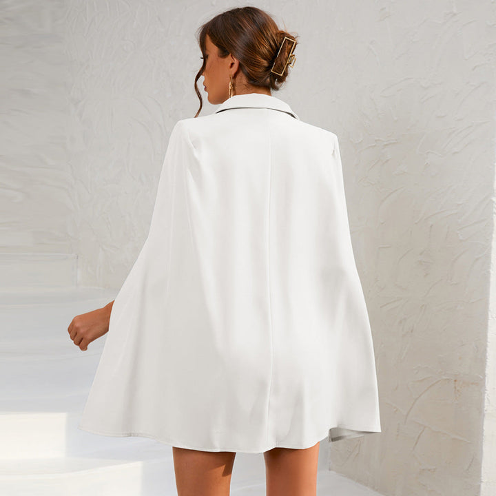 Womens Mini Dress with Belt and Button Detail Cape Blazer Style