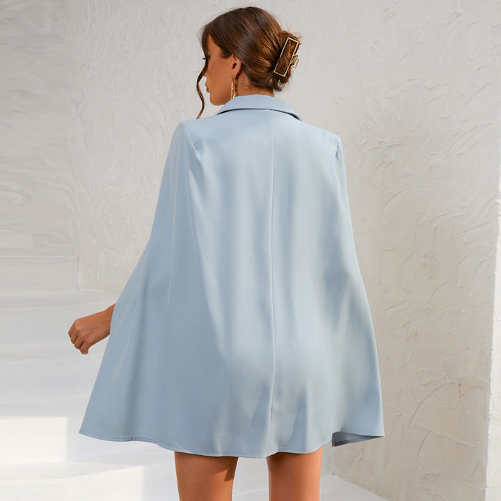 Womens Mini Dress with Belt and Button Detail Cape Blazer Style