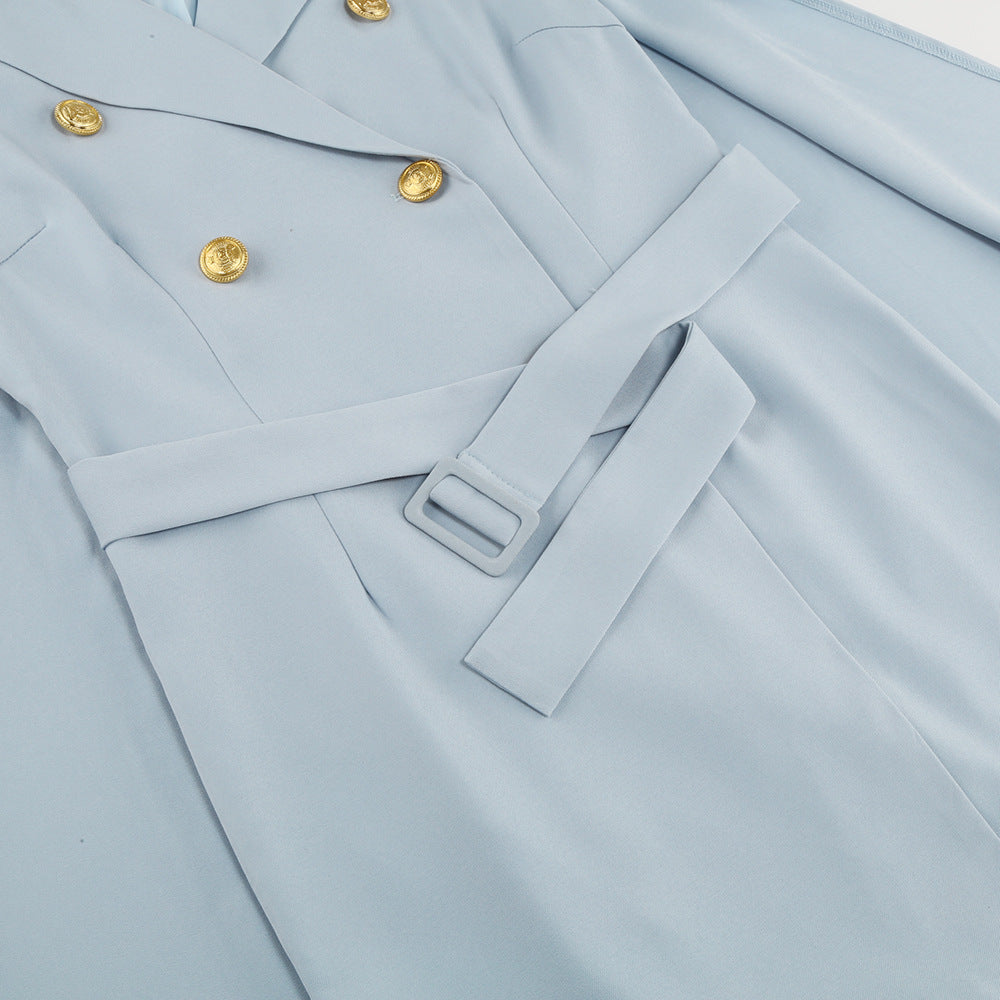 Womens Mini Dress with Belt and Button Detail Cape Blazer Style