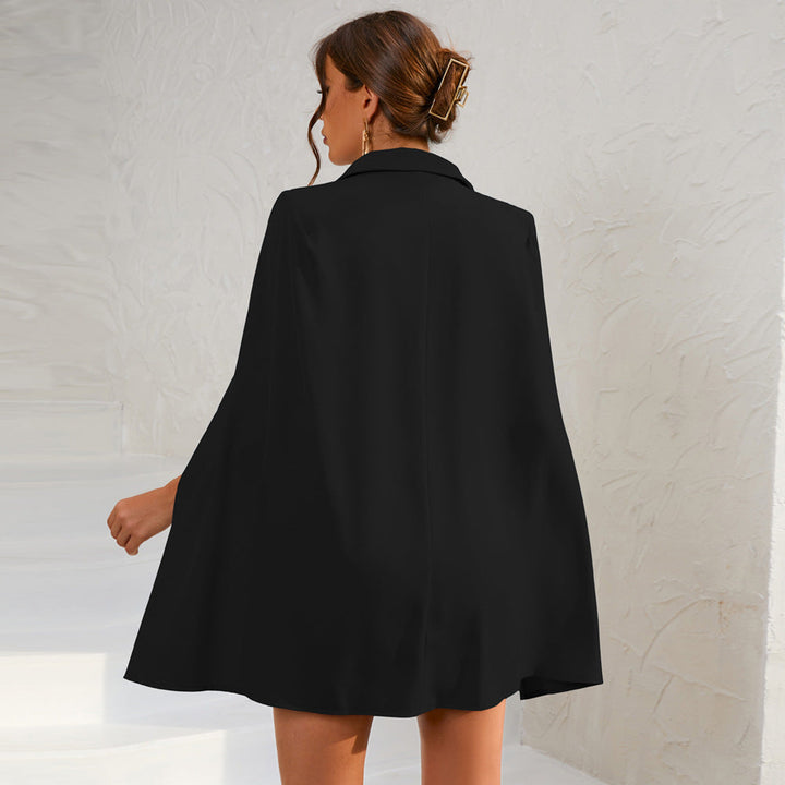 Womens Mini Dress with Belt and Button Detail Cape Blazer Style