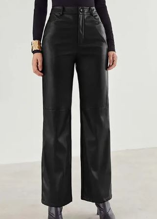 Womens Leather Trousers Comfortable Fit Spring Style