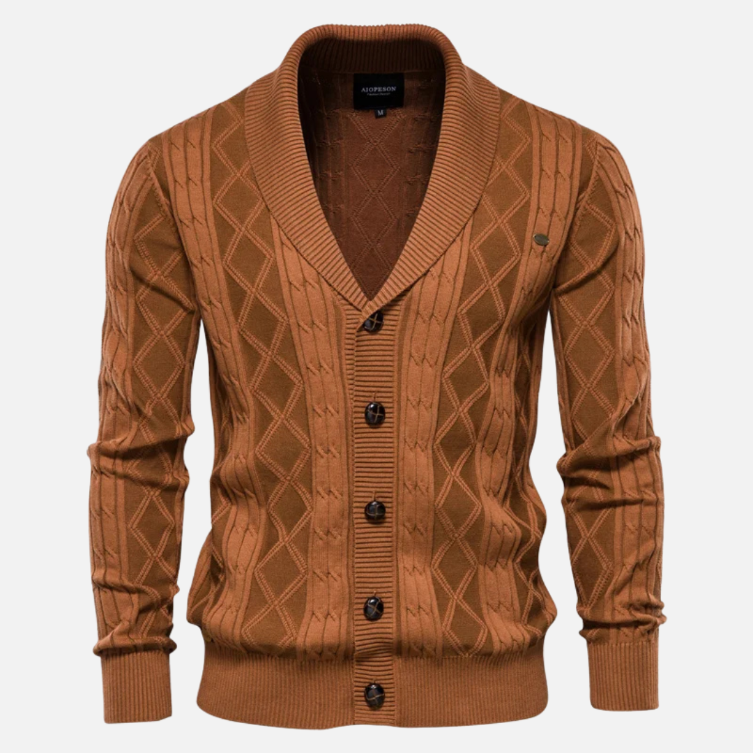 Womens Cardigan Soft Blend Argyle Pattern Stretch Fit