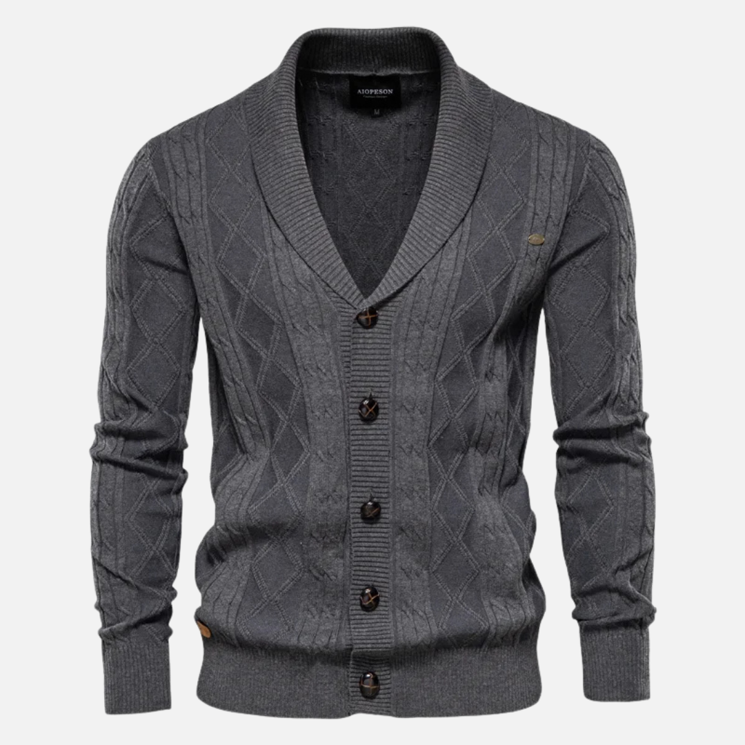 Womens Cardigan Soft Blend Argyle Pattern Stretch Fit - BritishMode