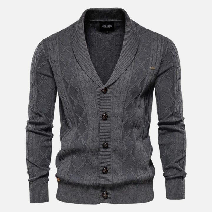 Womens Cardigan Soft Blend Argyle Pattern Stretch Fit - BritishMode