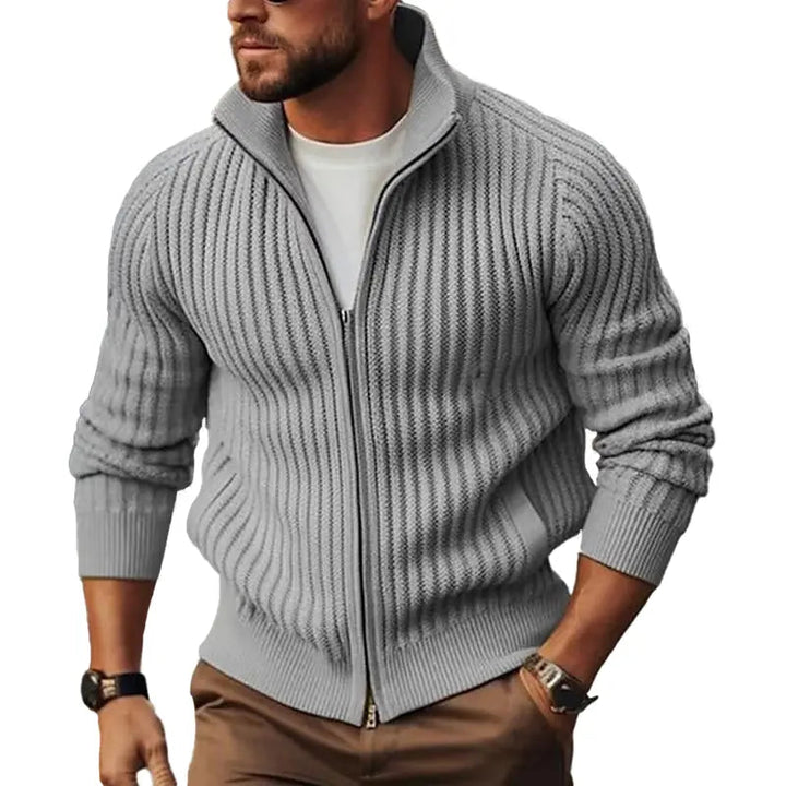 Unisex Cardigan Polyester Blend Zip Front Insulating Warmth