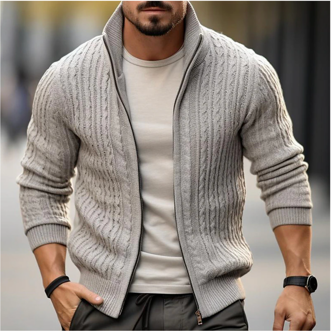 Womens Zip Front Cardigan Slim Fit Soft Warm Fabric - BritishMode