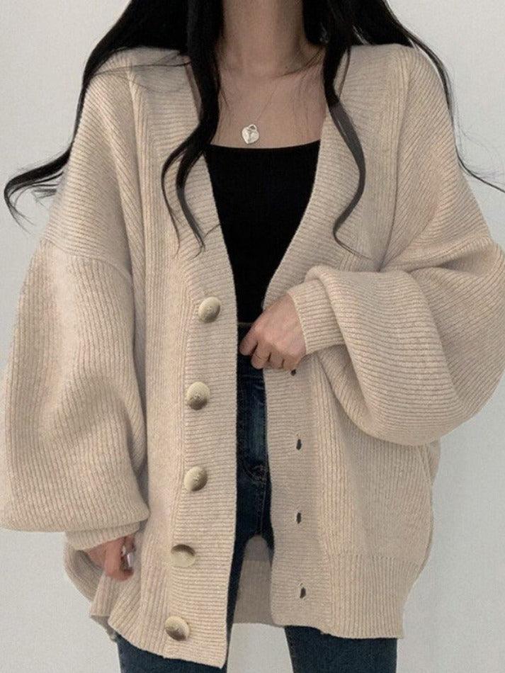 Womens Sweater Large Button Front Cozy Fit - BritishMode