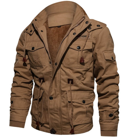 Mens Insulated Parka Jacket Multi-Pocket Rugged Fit