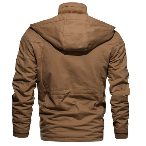 Mens Insulated Parka Jacket Multi-Pocket Rugged Fit