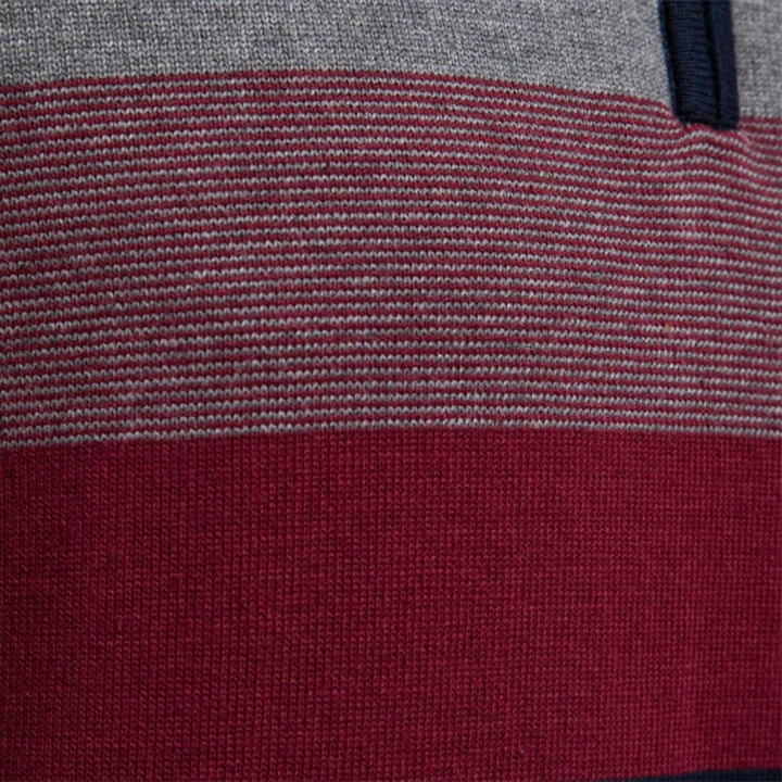 Mens Knit Sweater Quarter-Zip Striped Pattern