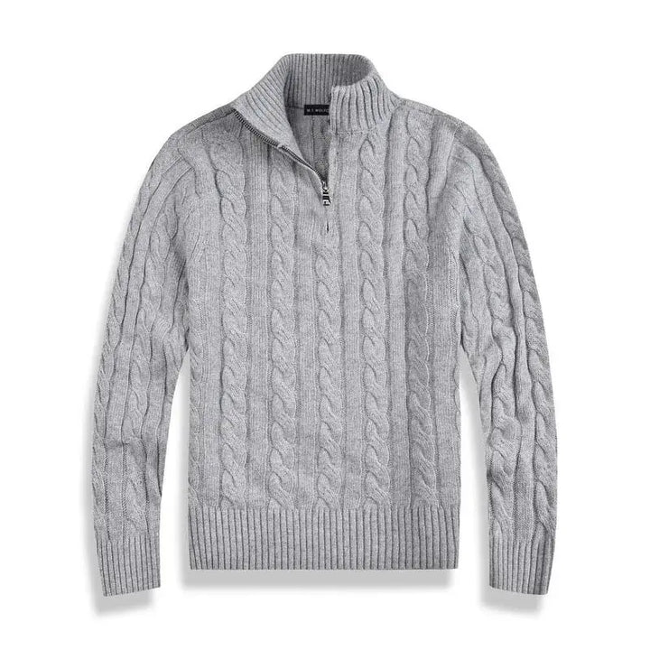 Mens Cable Knit Sweater Quarter Zip Pullover