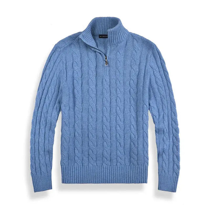 Mens Cable Knit Sweater Quarter Zip Pullover