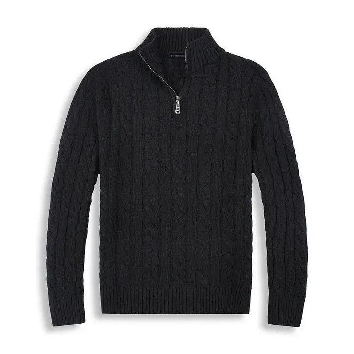 Mens Cable Knit Sweater Quarter Zip Pullover