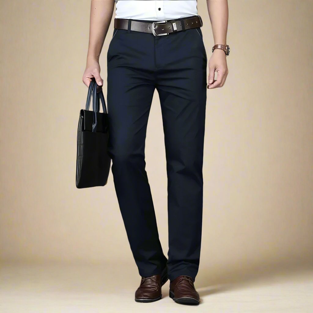 Mens Chino Trousers Cotton Casual Regular Fit