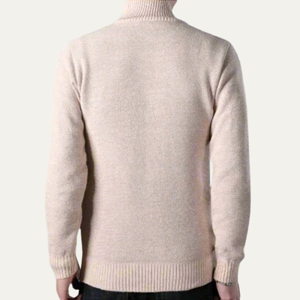 Mens Ribbed Knit Cardigan Jacket Full Zip