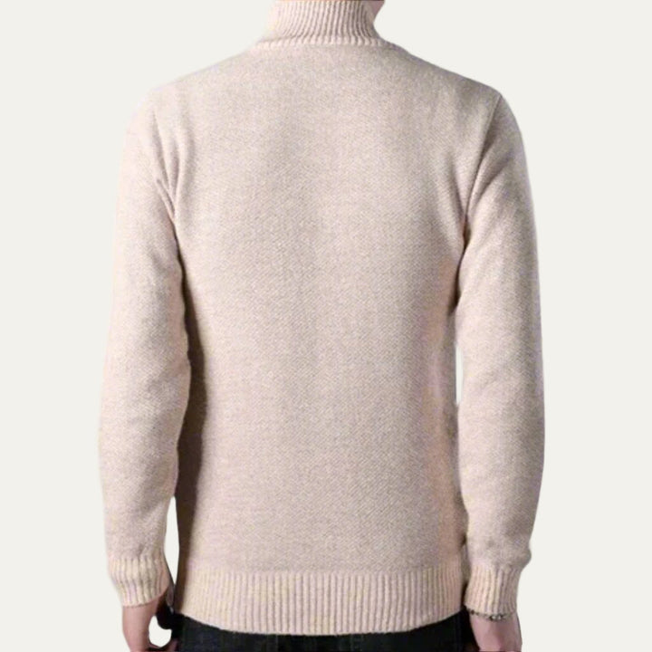 Mens Ribbed Knit Cardigan Jacket Full Zip