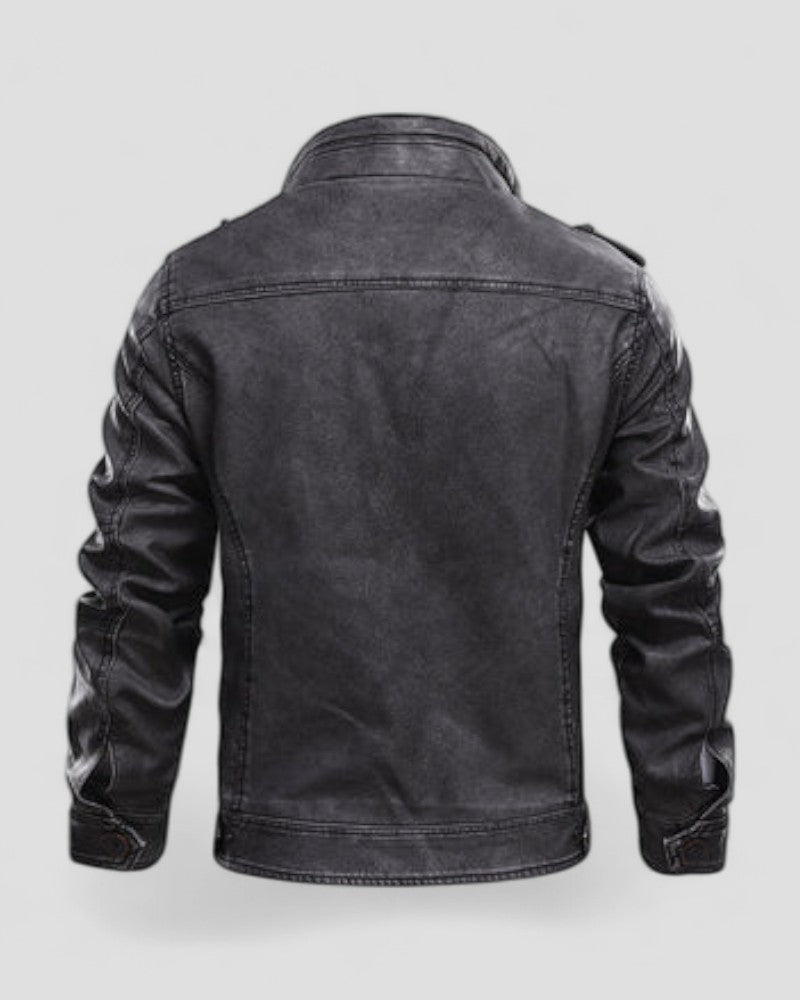 Mens Leather Jacket Slim Fit Casual Style