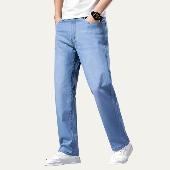 Mens Denim Jeans Washed Relaxed Fit