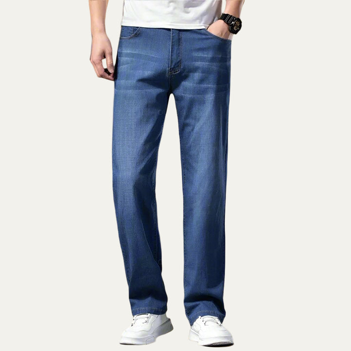 Mens Denim Jeans Washed Relaxed Fit