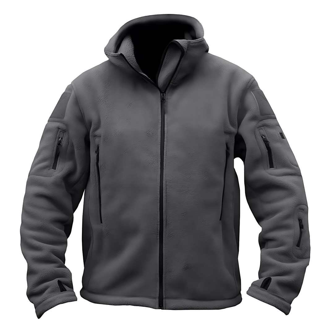 Unisex Fleece Jacket Adjustable Hood with Pockets - BritishMode