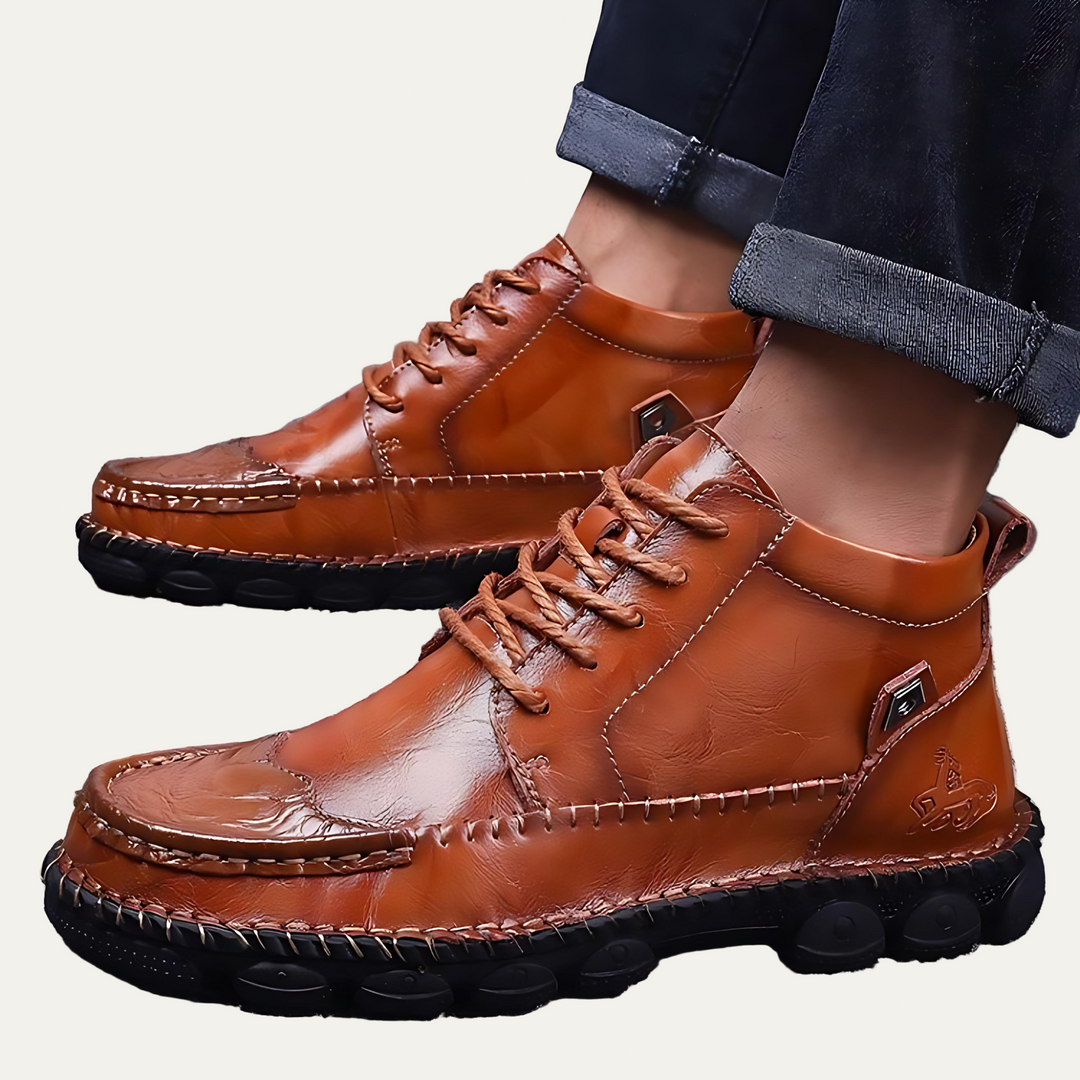 Mens Moc Toe Lace-Up Ankle Boots Rugged Design - BritishMode