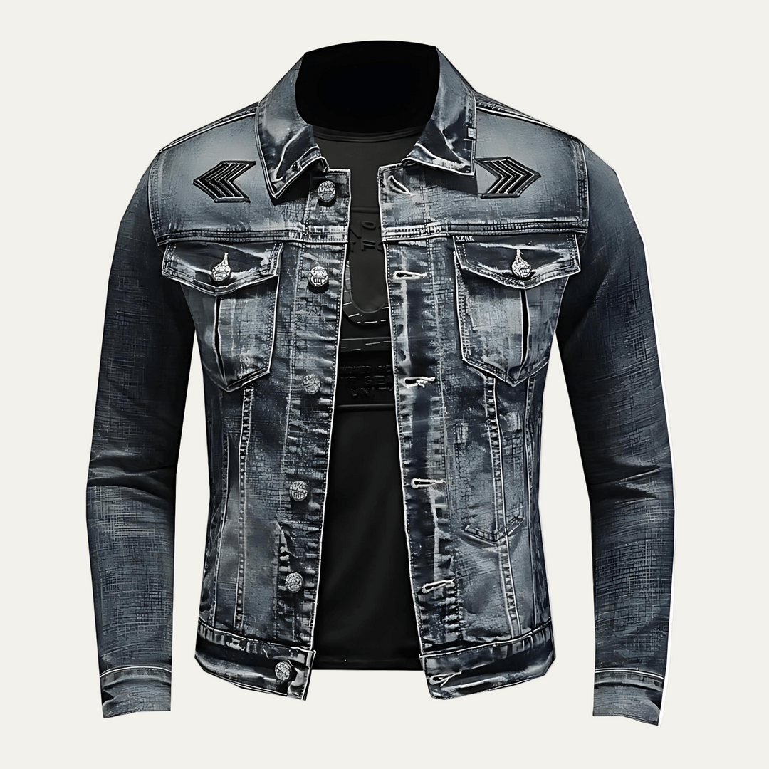 Mens Denim Trucker Jacket Distressed Relaxed Fit - BritishMode