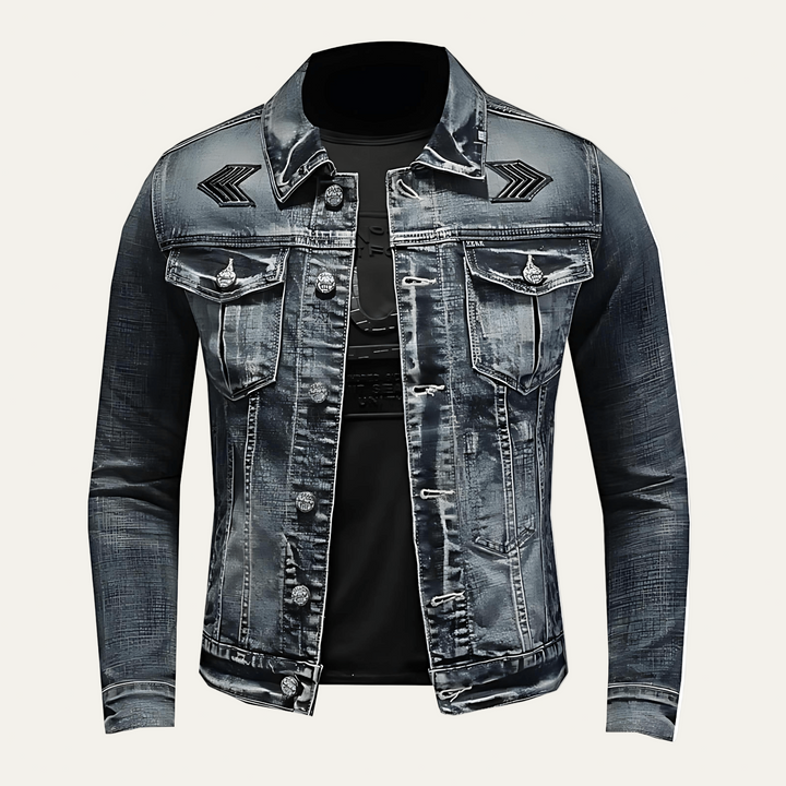Mens Denim Trucker Jacket Distressed Relaxed Fit - BritishMode