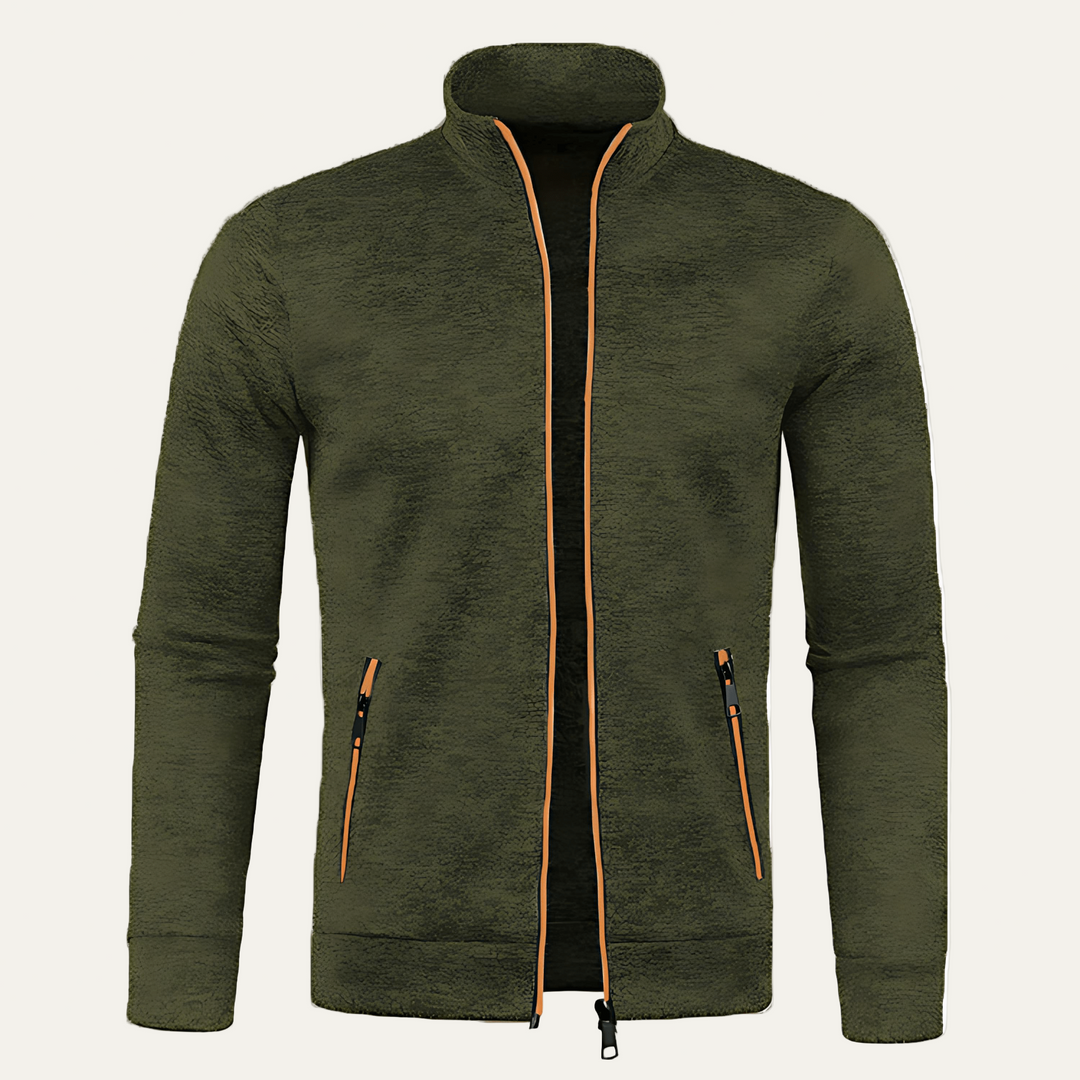 Mens Fleece Jacket Stand Collar Casual Fit - BritishMode