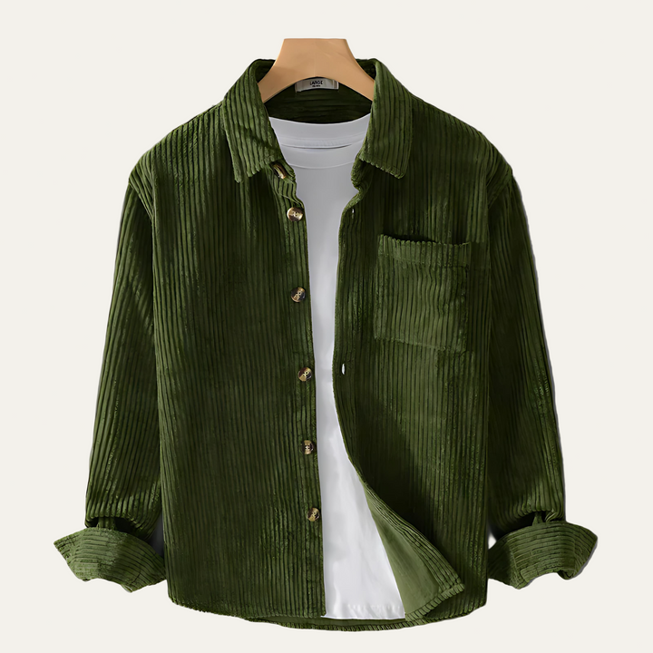 Mens Corduroy Overshirt Wide Wale Button-Up - BritishMode